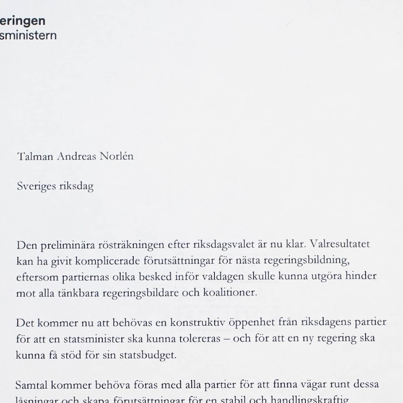 Opposition wins most seats in parliament as vote count completed, Kristersson resigns, Andersson holds victory speech