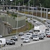 Cars in heavy traffic near Stockholm.